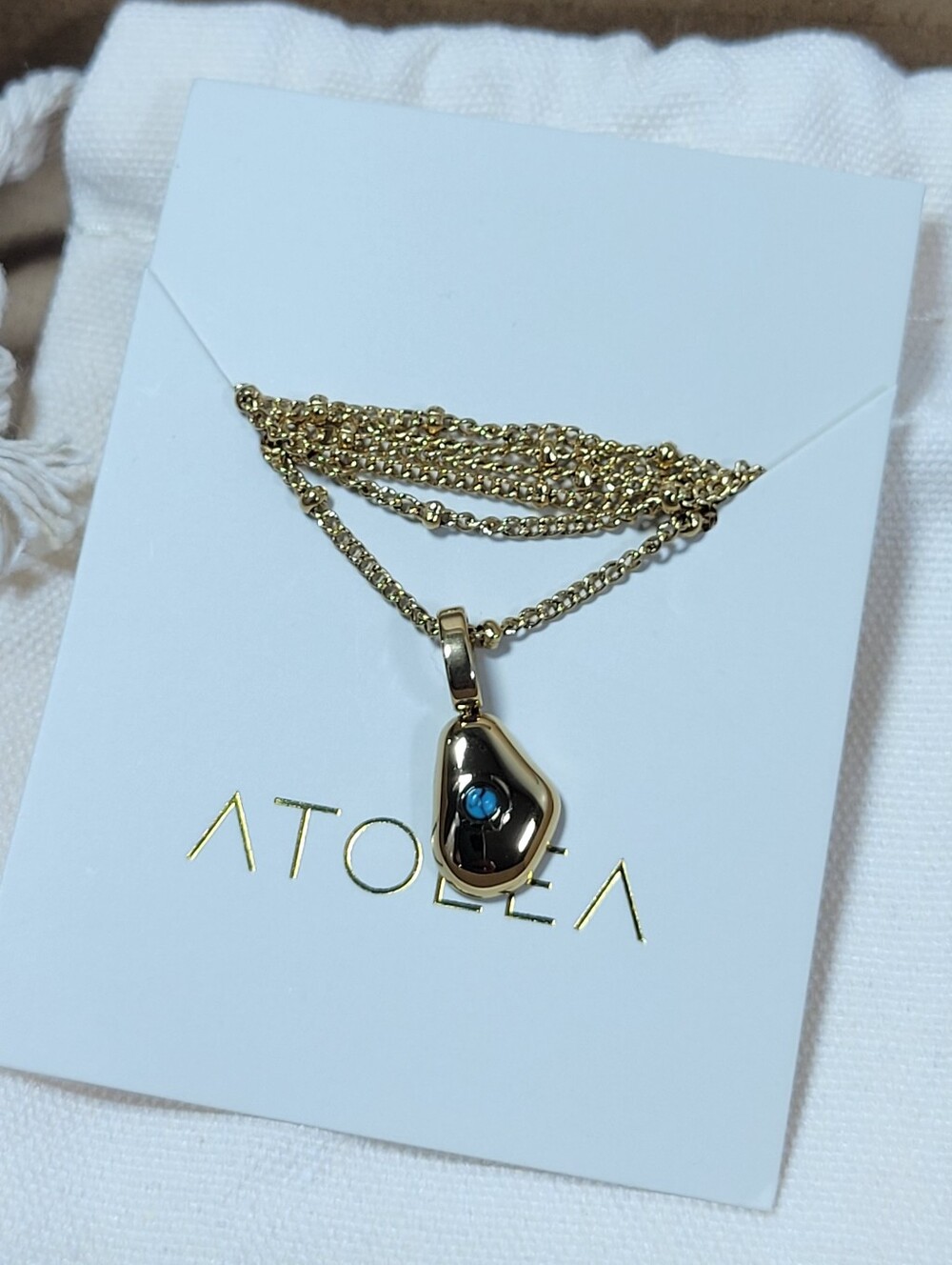 Atolea Pendant 100% Waterproof Necklace With Aqua Blue Stone
